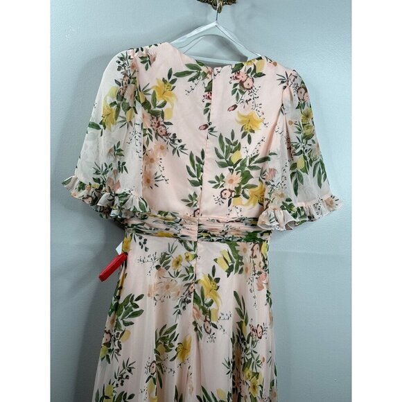 MAC DUGGAL 11320 Floral Print Chiffon A-Line Gown Maxi Dress Peach Size 4 NWT - Picture 6 of 6